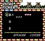 Zelda: Link's Awakening File Selection menu in French